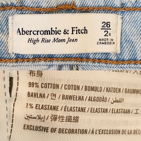 Abercrombie & Fitch High Rise Mom Jean Tapered Cropped Distressed Ripped 26 2 - Picture 9 of 10